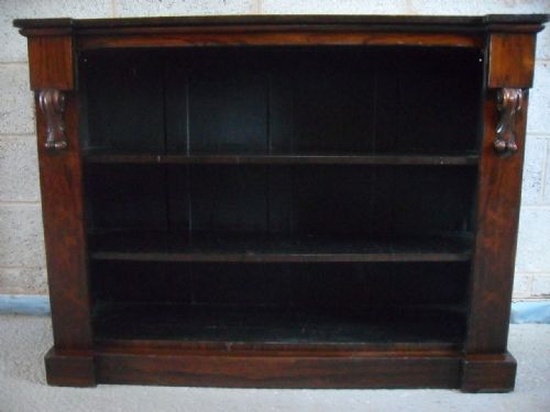 Victorian Rosewood Slight Invert Breakfront Open Bookcase