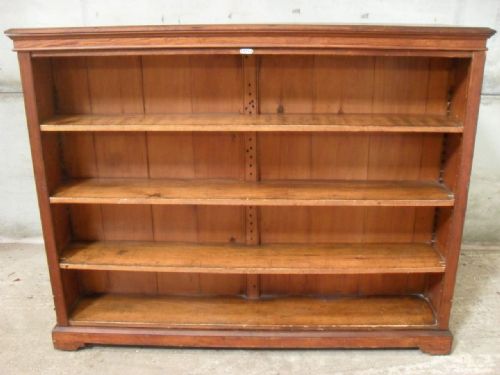 Fantastic Victorian Pitch Pine Double Sided Adjustable Open Library Bookcase