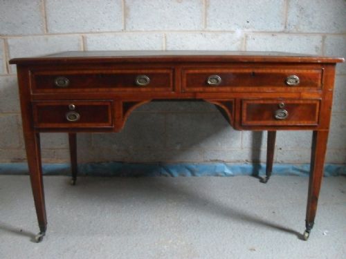 Edwardian Mahogany Inlaid and Boxwood Cross-banded Writing Table/desk