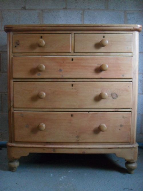 Quality Victorian Pine Chest of 2 Over 3 Drawers with Bun Handles
