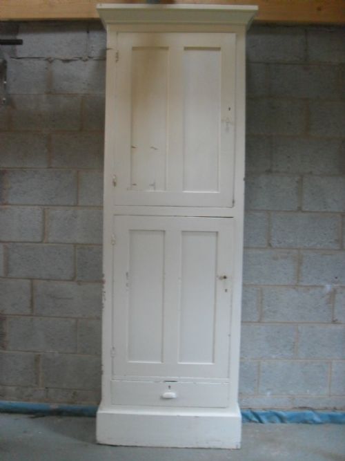 Superbly Made 19th Century Tall Slim Painted Pitch Pine Kitchen Cupboard