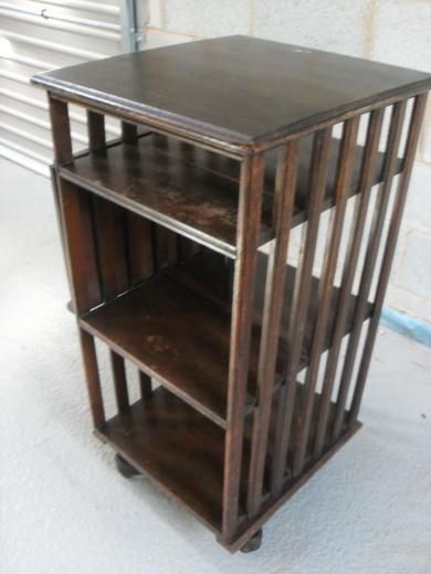 Edwardian Oak Revolving Bookcase with Reading Shelf
