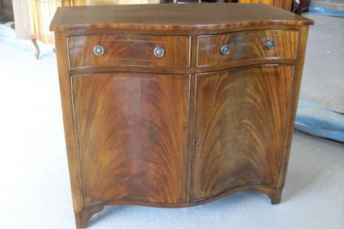 Flame Mahogany Side Cabinet with Brass Inlay