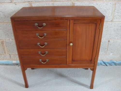 Mahogany 5 Drawer Drop Front Sheet Music Cabinet
