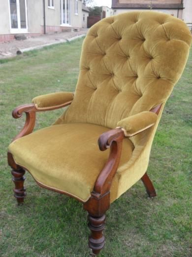 Victorian Mahogany Framed Button Backed Open Armchair