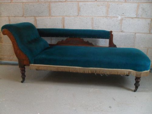 Victorian Carved Mahogany Frame Upholstered Chaise-longue