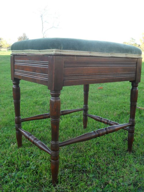 Victorian / Edwardian Beech and Upholstered Storage Piano Stool