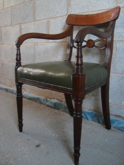 Georgian / Regency Mahogany Bar Back Open Desk / Armchair