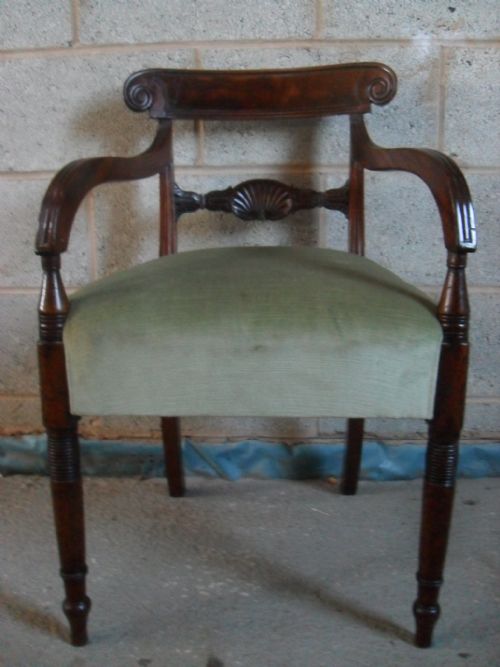 Georgian Mahogany Carved Bar Back Open Carver Armchair