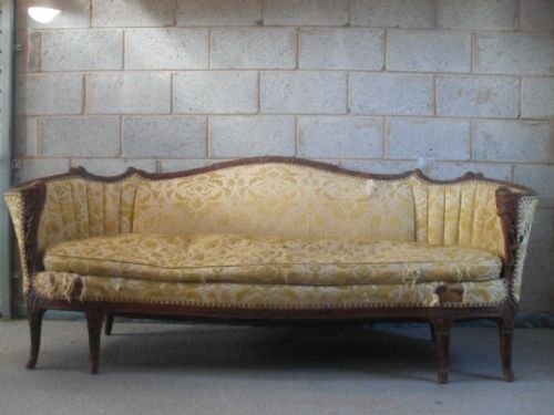 Colonial Style Carved Walnut Show Frame Sofa
