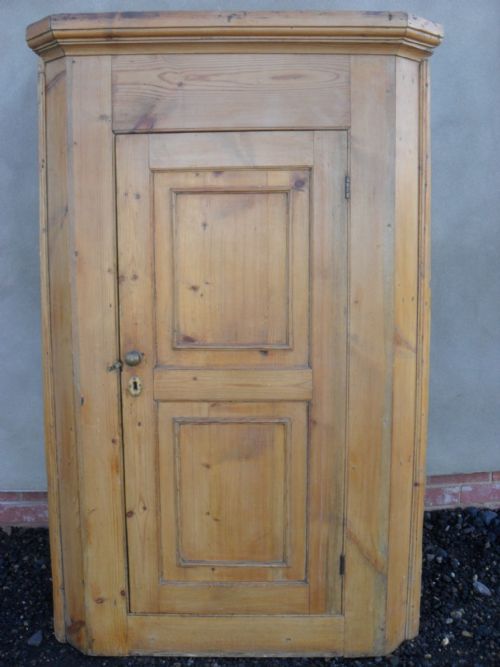 Victorian Large Pine Panelled Door Corner Cabinet / Cupboard