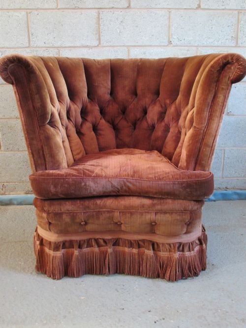 Superb Victorian High Button Upholstered Deep Tub Armchair