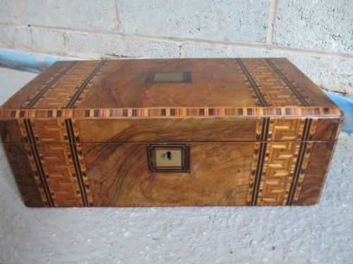 Lovely Victorian Walnut & Tunbridge Secret Drawer Writing Slope