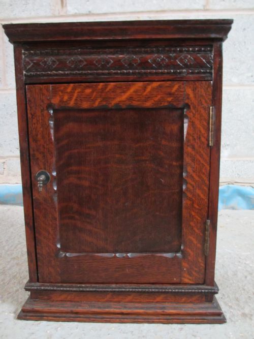 Victorian Carved Oak Smokers Cabinet