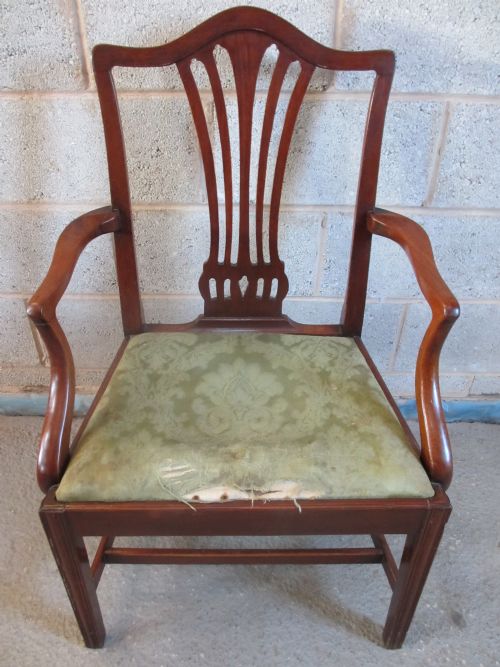 Georgian Mahogany Carver Splat Back Desk Armchair
