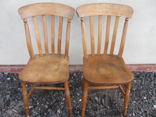 Pair of Elm & Ash Slat Back Windsor Kitchen Dining Chairs