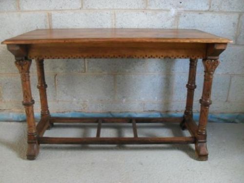 Superb Victorian Pitch Pine Gothic Side Console Table