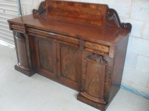Victorian Flame Mahogany Sideboard with 3 Cushion Fronted Drawers