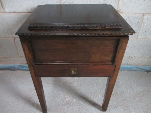 Edwardian Oak Work Box with Cushion Fitted Interior