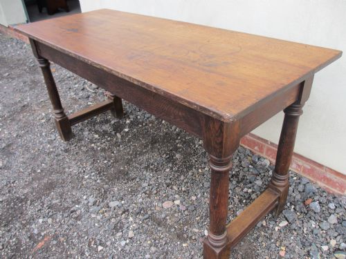 19th Century Oak Jointed Dining Table with Turned and Block Supports