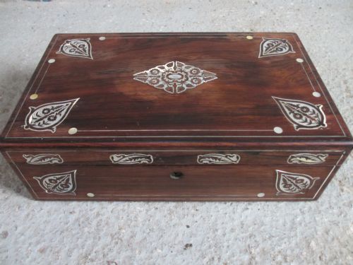 19th Century Rosewood and Mother of Pearl Inlaid Writing Slope