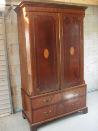 Edwardian Inlaid Mahogany Double Door Wardrobe