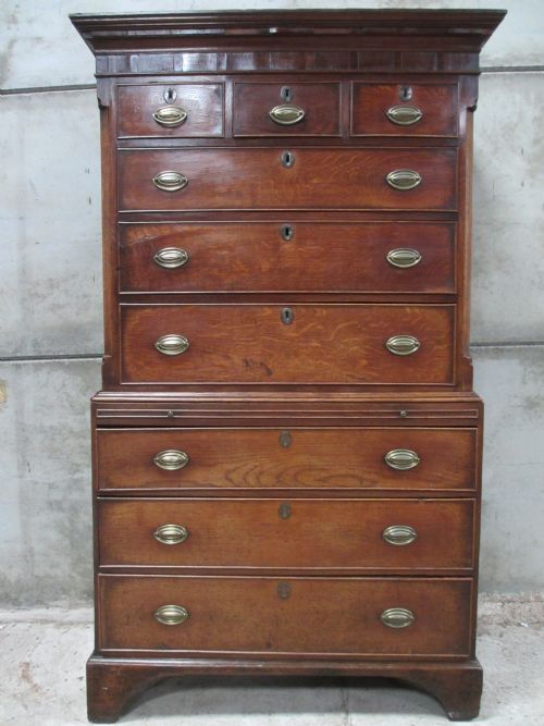Superb George III Oak Regional Chest on Chest