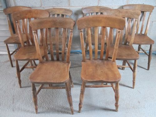 Set of 8 Elm Slat Back Windsor Kitchen Dining Chairs
