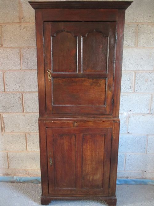 17th / 18th Century 2 Part Oak Panelled Tall Slim Cupboard