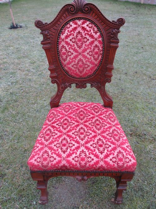 UNUSUAL SET 6 OF VICTORIAN CARVED WALNUT BALLOON BACK DINING CHAIRS - ADDITIONAL PHOTO 3