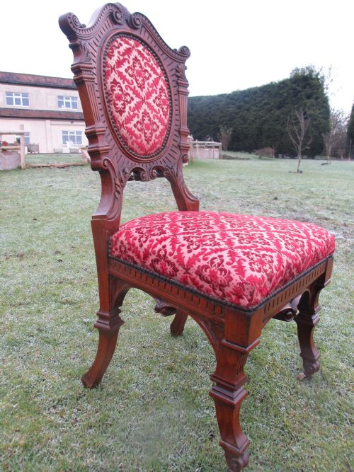 UNUSUAL SET 6 OF VICTORIAN CARVED WALNUT BALLOON BACK DINING CHAIRS - ADDITIONAL PHOTO 5