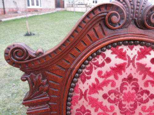 UNUSUAL SET 6 OF VICTORIAN CARVED WALNUT BALLOON BACK DINING CHAIRS - ADDITIONAL PHOTO 8