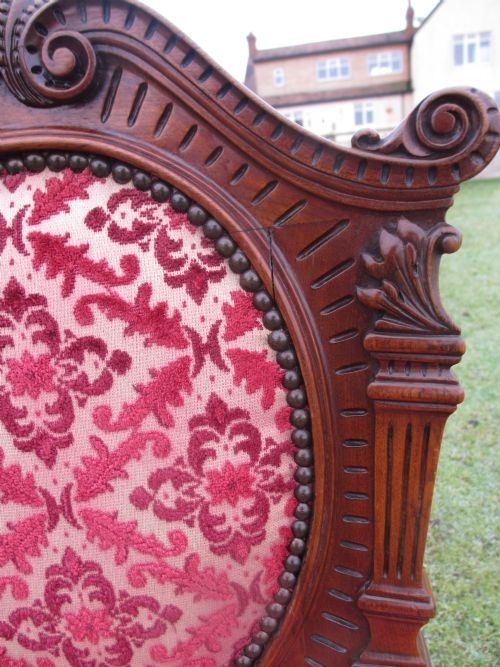 UNUSUAL SET 6 OF VICTORIAN CARVED WALNUT BALLOON BACK DINING CHAIRS - ADDITIONAL PHOTO 9
