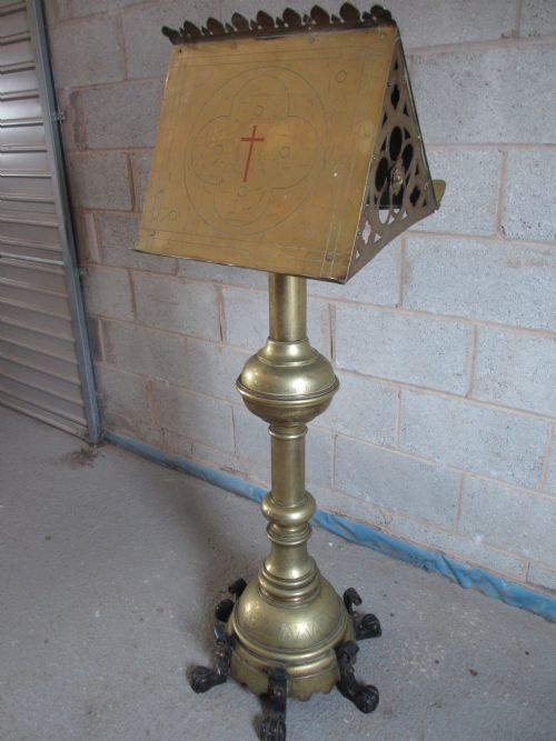 Superb Victorian Gothic Brass Lectern / Reading Stand Dated 1868