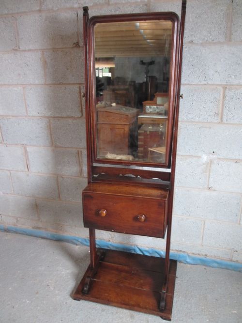 Unusual 19th Century Mahogany Cheval Dressing Mirror