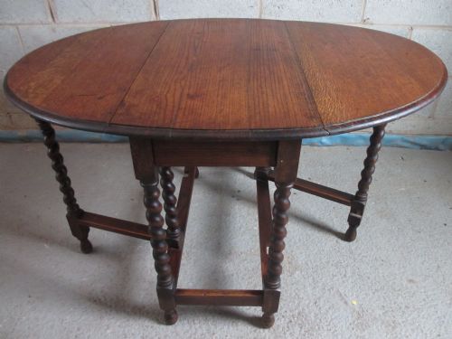 Oak Barley Twist Oval Gateleg Drop Leaf Dining Table