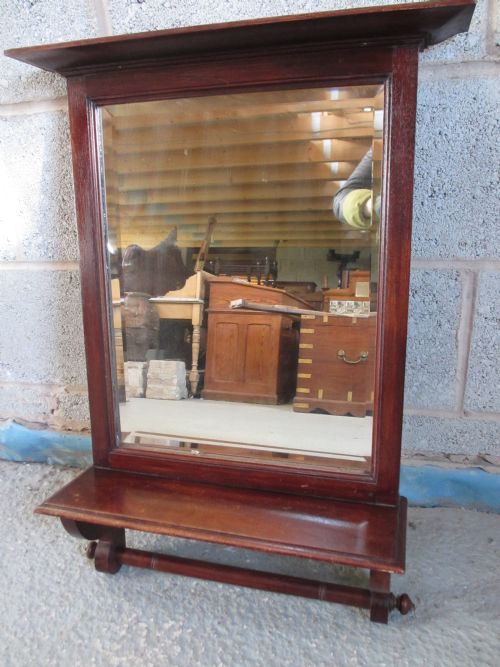 Victorian Mahogany Framed Rectangular Bevel Edged Hall Wall Mirror