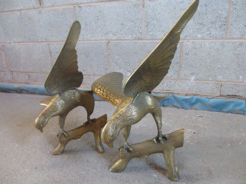 Lovely Pair of Solid Brass Eagles Set on Branches