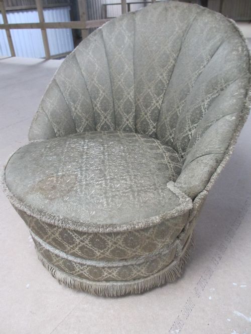 Victorian Upholstered Tub Nursing Chair Set on Castors