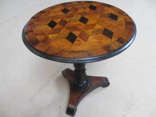 Victorian Mahogany and Rosewood Circular Occasional / Lamp / Wine Table