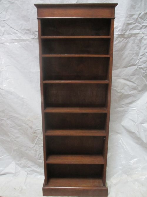 Oak Tall Slim Open Adjustable Bookcase