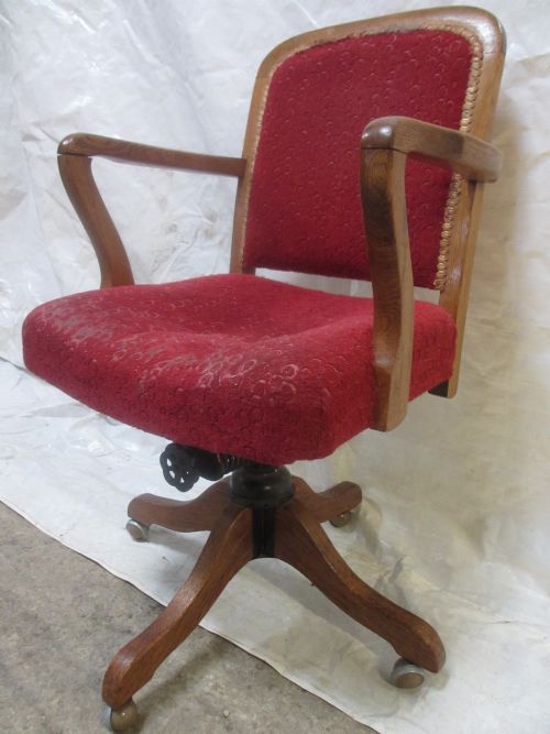 Oak Framed Swivel Office Desk Armchair