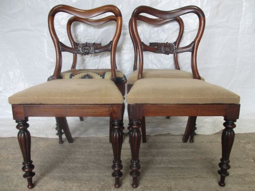 Set of 4 Victorian Rosewood Balloon Back Dining Chairs