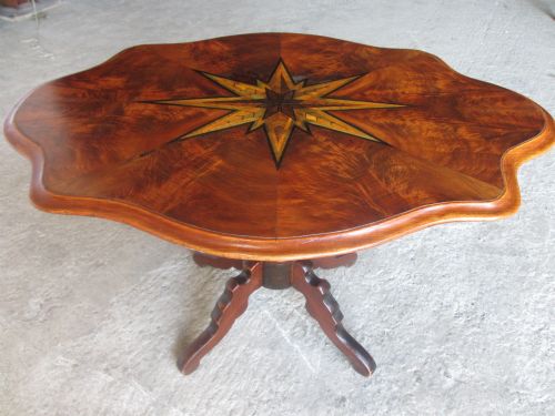 Victorian Walnut and Star Inlaid Shaped Occasional Table