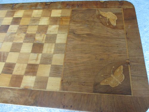 VICTORIAN RECTANGULAR WALNUT BOXWOOD INLAID GAMES TABLE - ADDITIONAL PHOTO 3