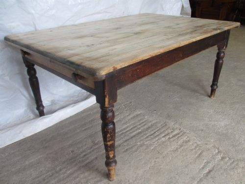 Victorian Pine Plank Top Kitchen Dining Table