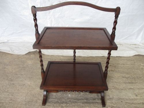 Edwardian Oak Metamorphic Firescreen Two Tier Cake Stand