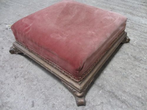 19th Century Square Gilt and Upholstered Footstool