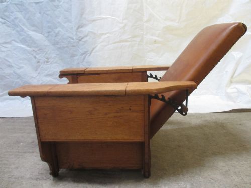 ART DECO 'FOOT SONS' OAK AND TAN LEATHER RECLINING ARMCHAIR - ADDITIONAL PHOTO 9