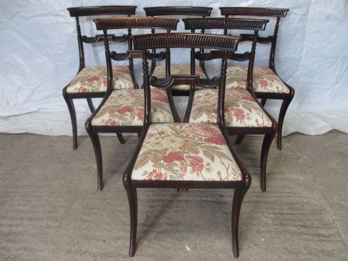 SET OF 6 REGENCY MAHOGANY CARVED BAR BACK DINING CHAIRS - ADDITIONAL PHOTO 1